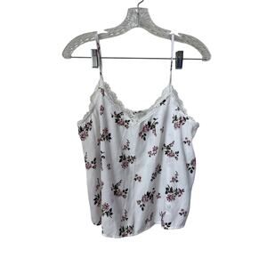 Hollister Y2K Floral Tank Top Lace Trim Size Medium